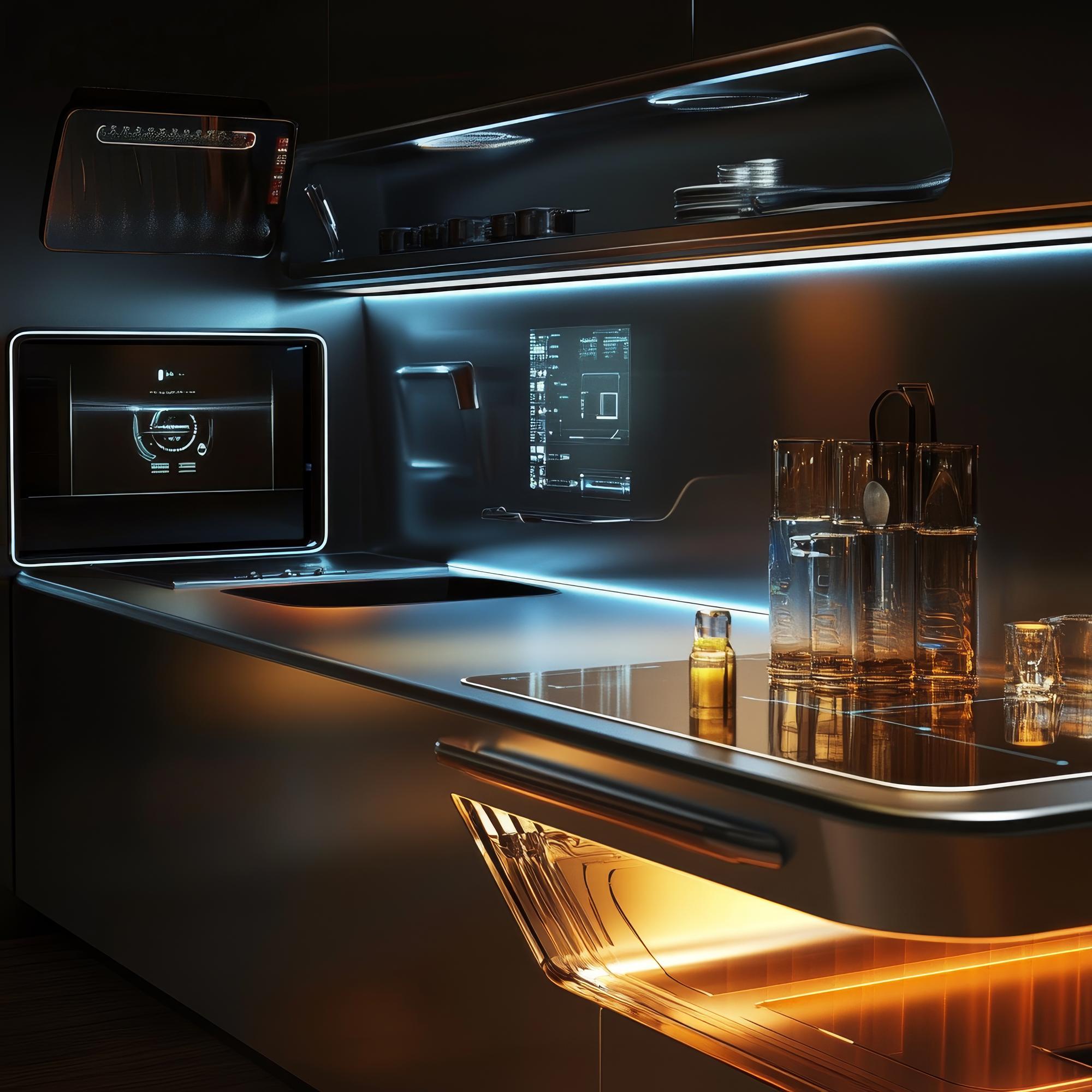 Angolo di cucina professionale con luci tecniche